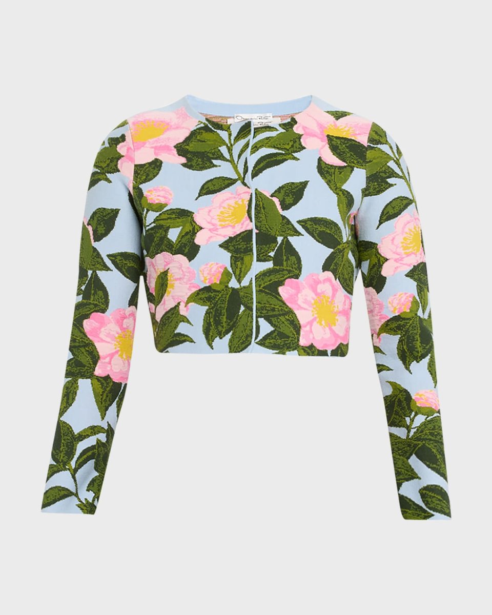 Camellia Jacquard Crop Cardigan